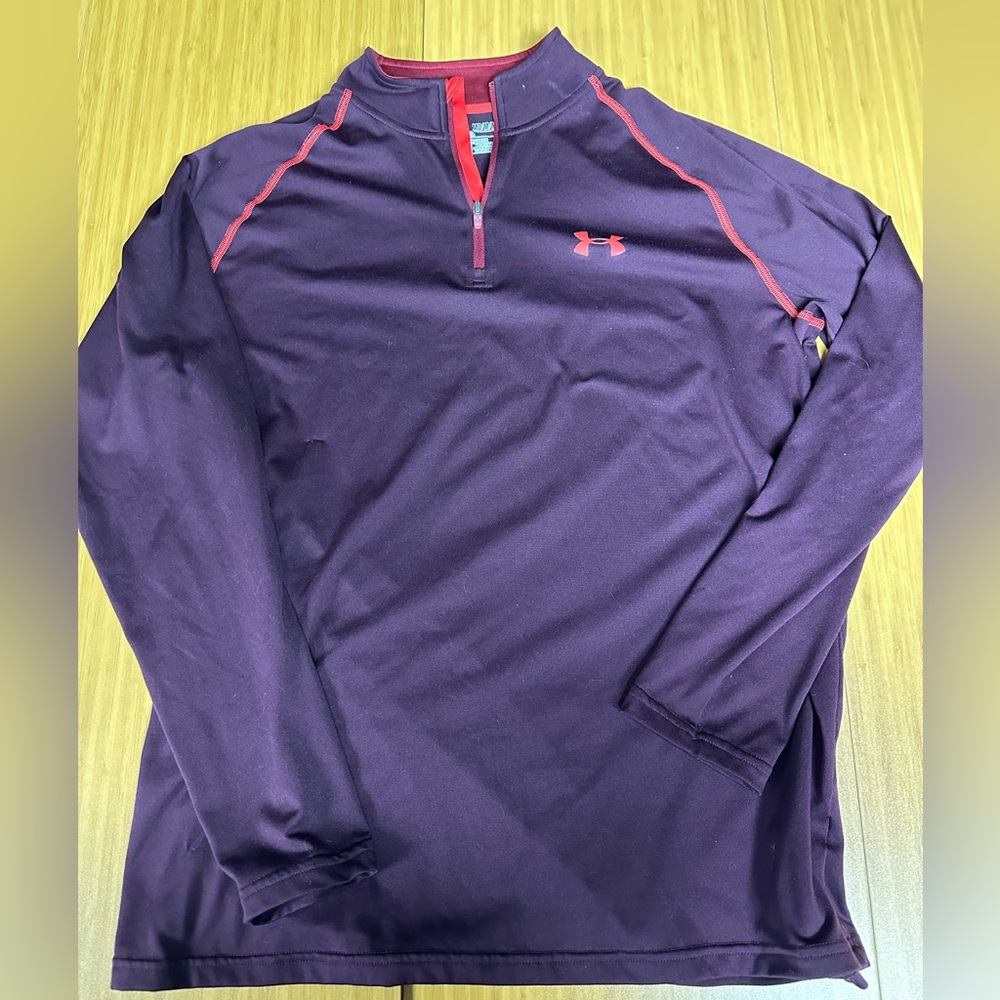 Under Armour Mens Pullover Medium Maroon Orange Performance Lightweight Top